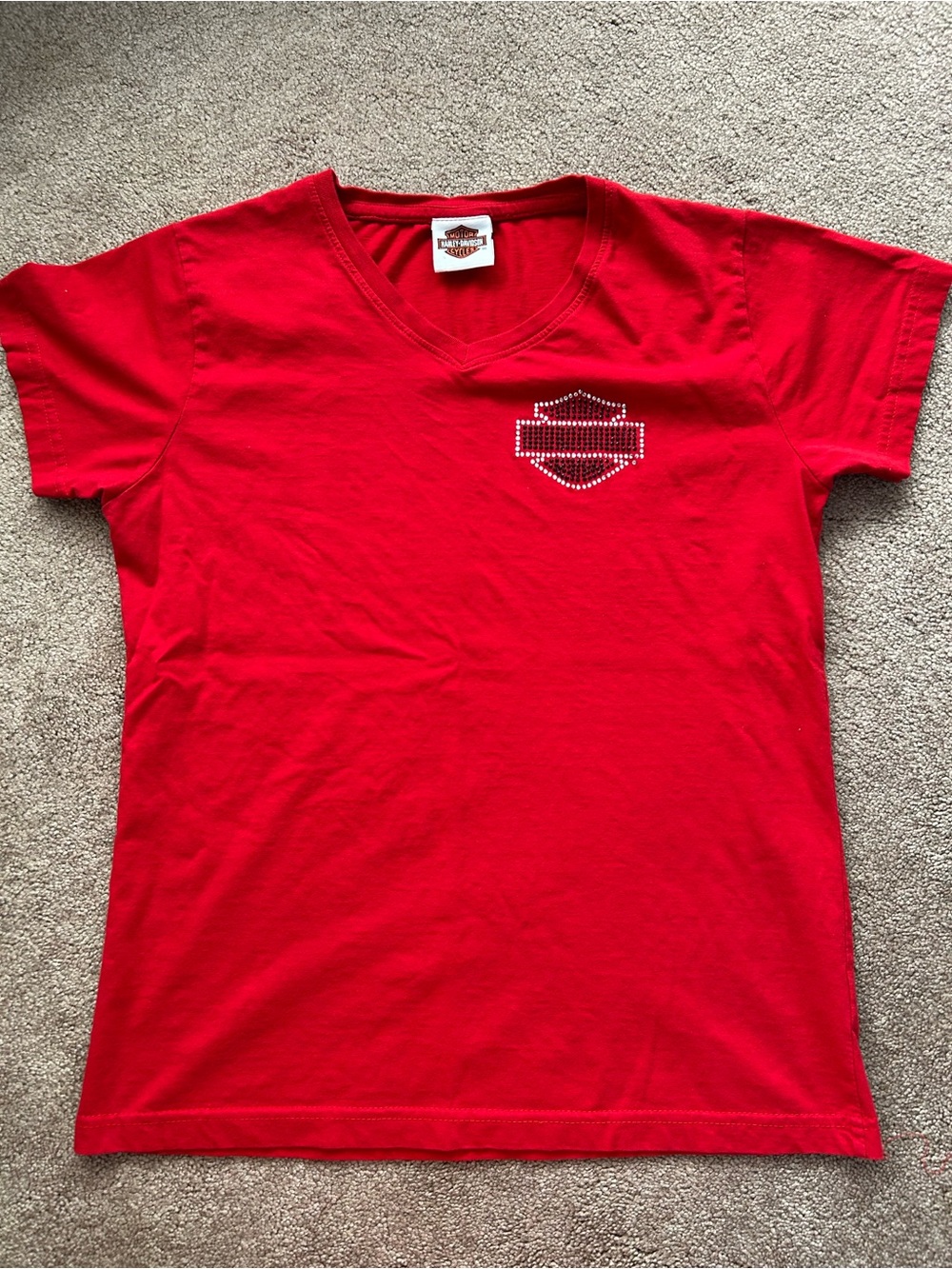 Harley-Davidson Women’s Red V-Neck Tee size Large